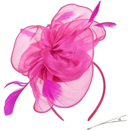 Mesh Ribbon Hair Clip Fascinator - Image 5