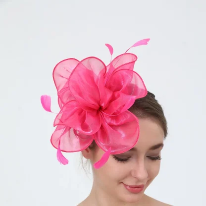 Mesh Ribbon Hair Clip Fascinator - Image 3