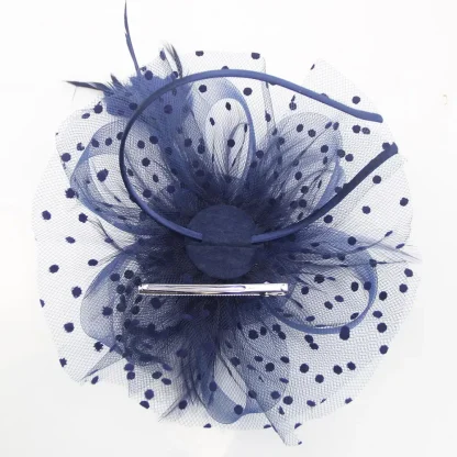Mesh Flowers Fascinator with Feathers - Image 3