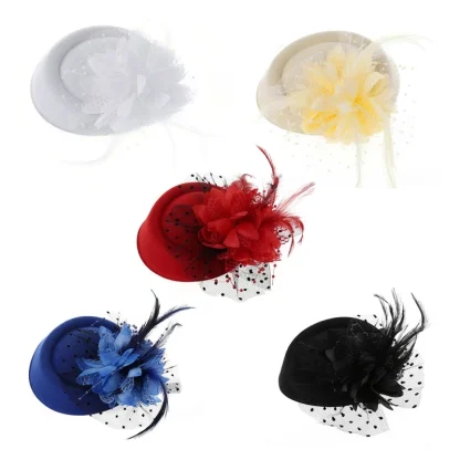Elegant Mesh Veil Flower Fascinator - Image 2