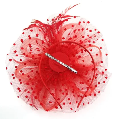 Mesh Flowers Fascinator with Feathers - Image 4