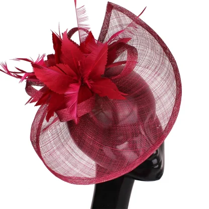 Feather Flower Mesh Fascinator - Image 2