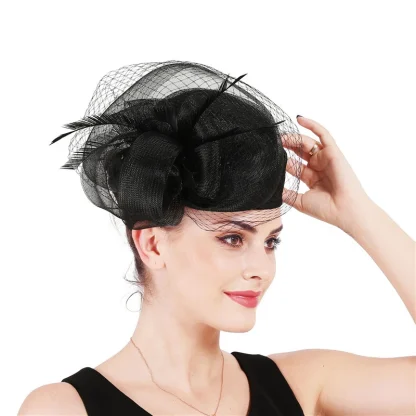 Graceful Feather and Veil Fascinator - Image 4