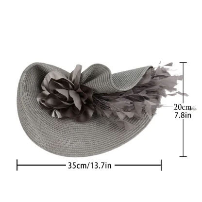 Straw Hat Feather Fascinator - Image 7