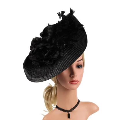 Straw Hat Feather Fascinator - Image 5