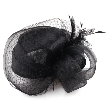 Graceful Feather and Veil Fascinator - Image 6