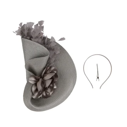 Straw Hat Feather Fascinator - Image 6