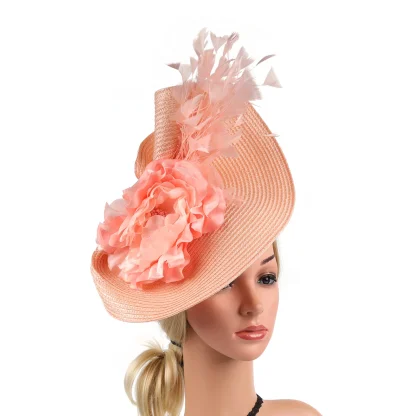 Straw Hat Feather Fascinator - Image 3