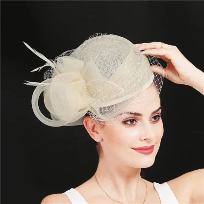 Graceful Feather and Veil Fascinator - Image 7