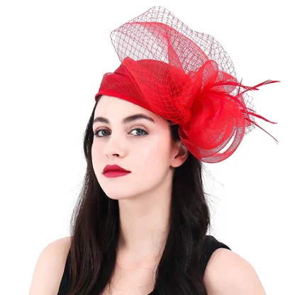 Graceful Feather and Veil Fascinator - Image 2